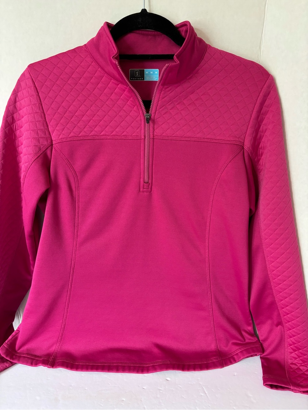 PGA Golf Tour Hot Pink Quilted-Detail Half-Zip Ski Pullover
